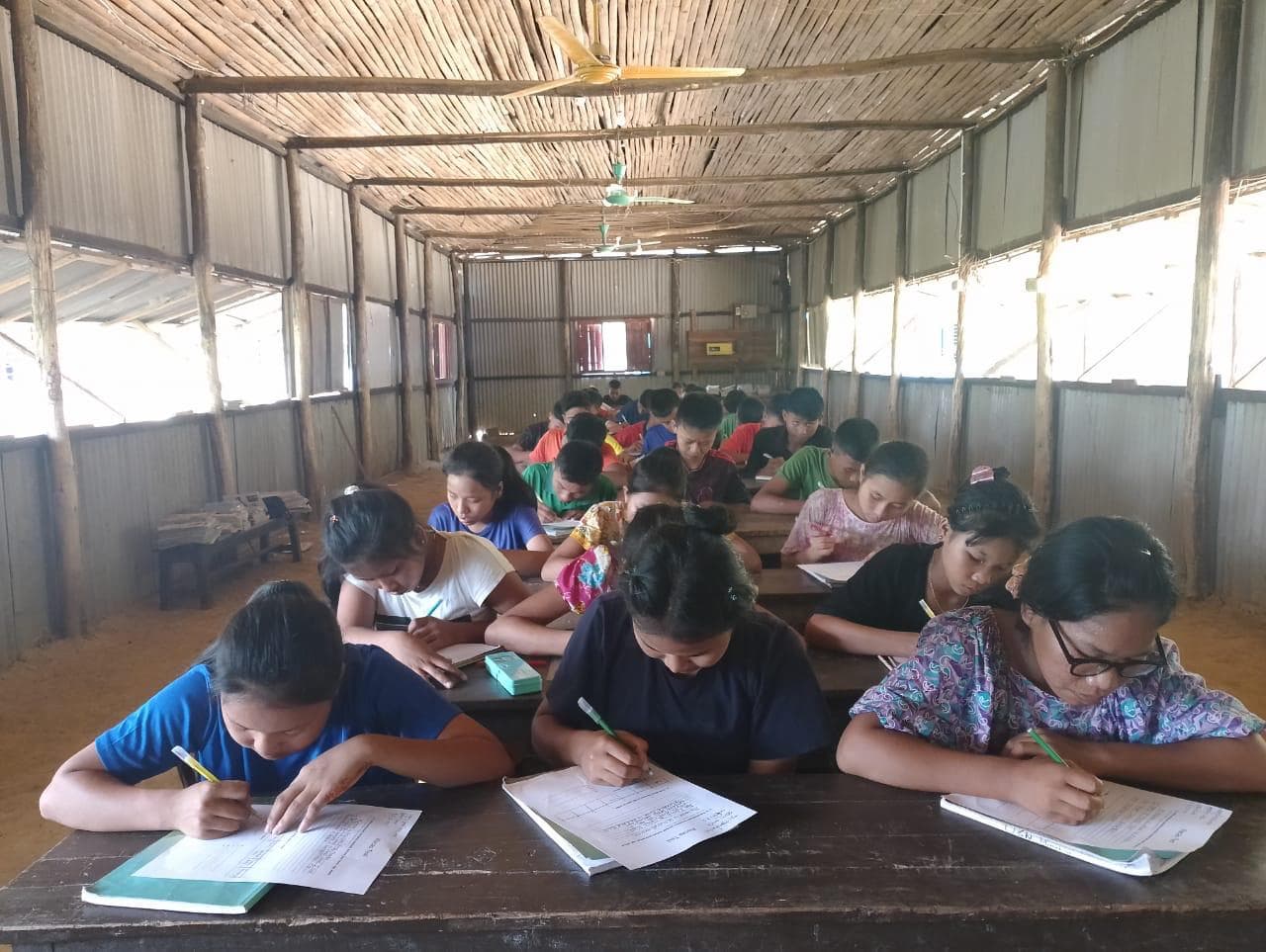 Students studying in classroom